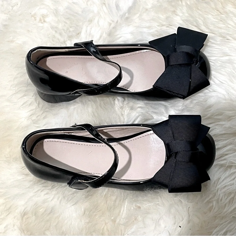 Dress Bow Black Girl’s Holiday Adorable Shoes Size 31